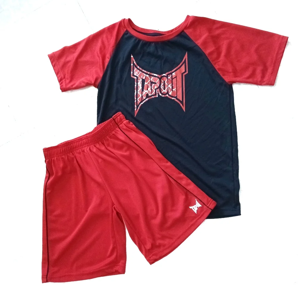 Tapout Black Red T Shirt And Shorts Set Boys Size 10 New W/O tags